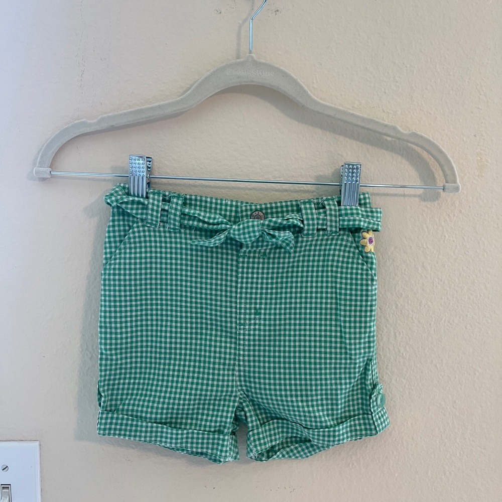 Green Gingham Shorts with Bow by Bum Kids